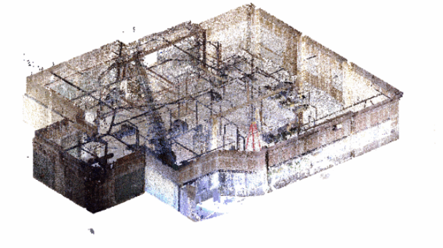 A 3D dot model of a surgical center's floor plan.
