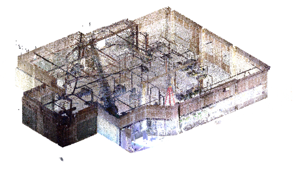 A 3D dot model of a surgical center's floor plan.