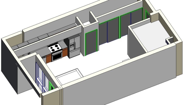 BIM coordination model showing green clashes
