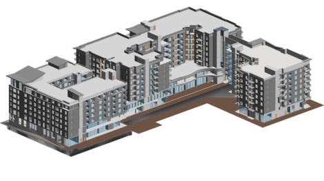 3D model of a multi-story building
