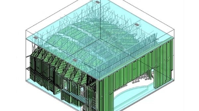 3D framing model of school auditorium